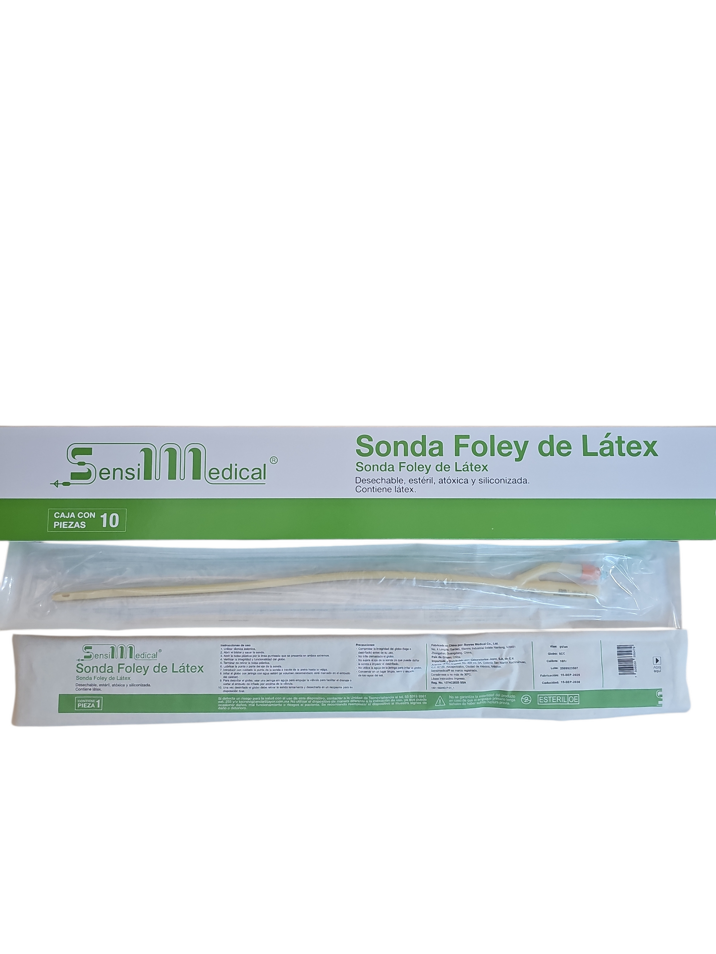 Sonda Foley de Látex #16 SENSIMEDICAL Caja Con 10 Piezas