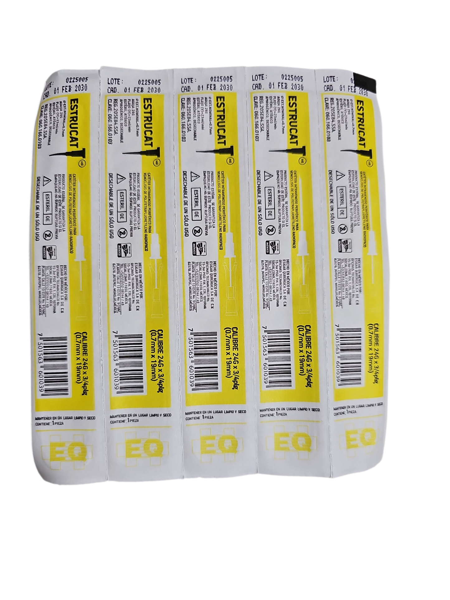 Catéter Punzocat #24 Amarillo ESTRUCAT - C/50 Unidades