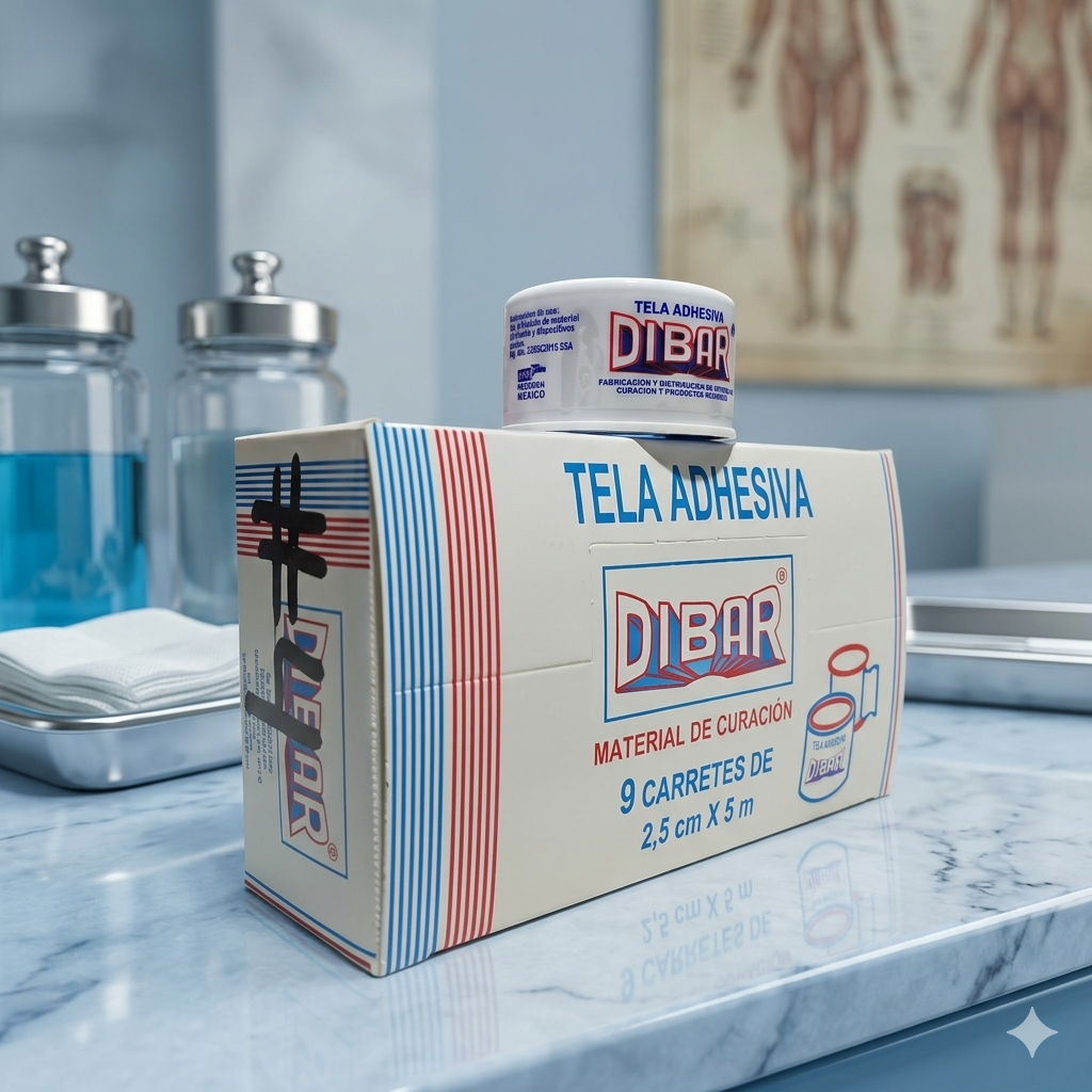 Tela Adhesiva 2.4cm x 5m DIBAR Caja C/9 Piezas