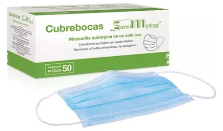 Cubrebocas Plisado Azul Sensi Medical C/50 Piezas