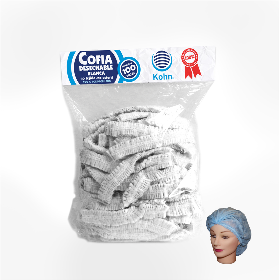 Cofia Con Resorte Kohn (Blanca) - Paquete De 100 piezas