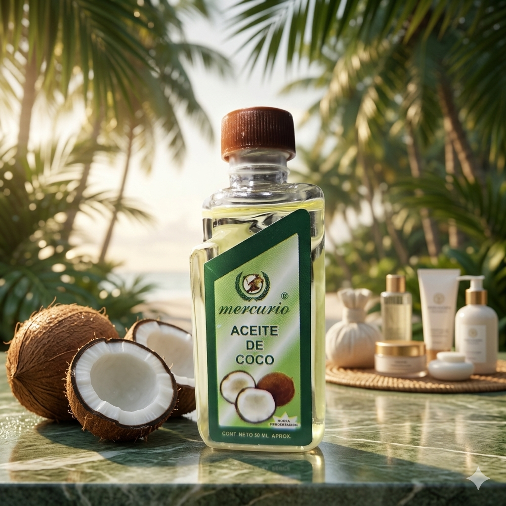 Aceite De Coco 50mL Marca MERCURIO Paquete Con 25 Piezas
