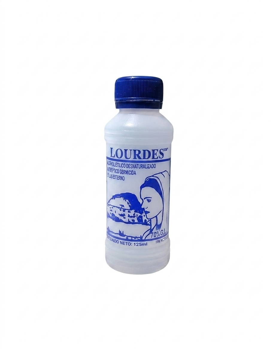 Alcohol Desnaturalizado 70° Lourdes 125mL - Pieza