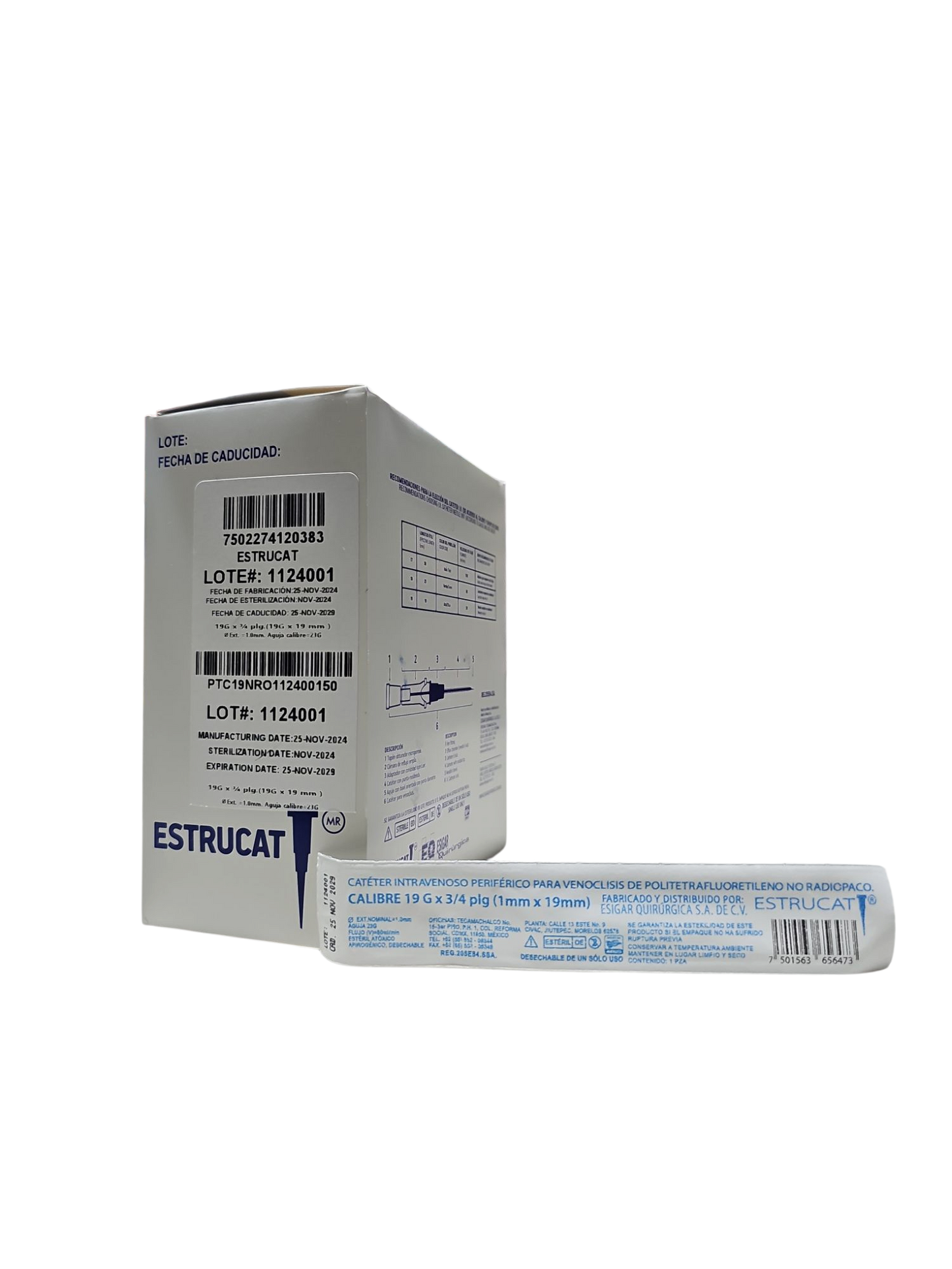 Catéter Punzocat #19 Azul ESTRUCAT - C/50 Unidades