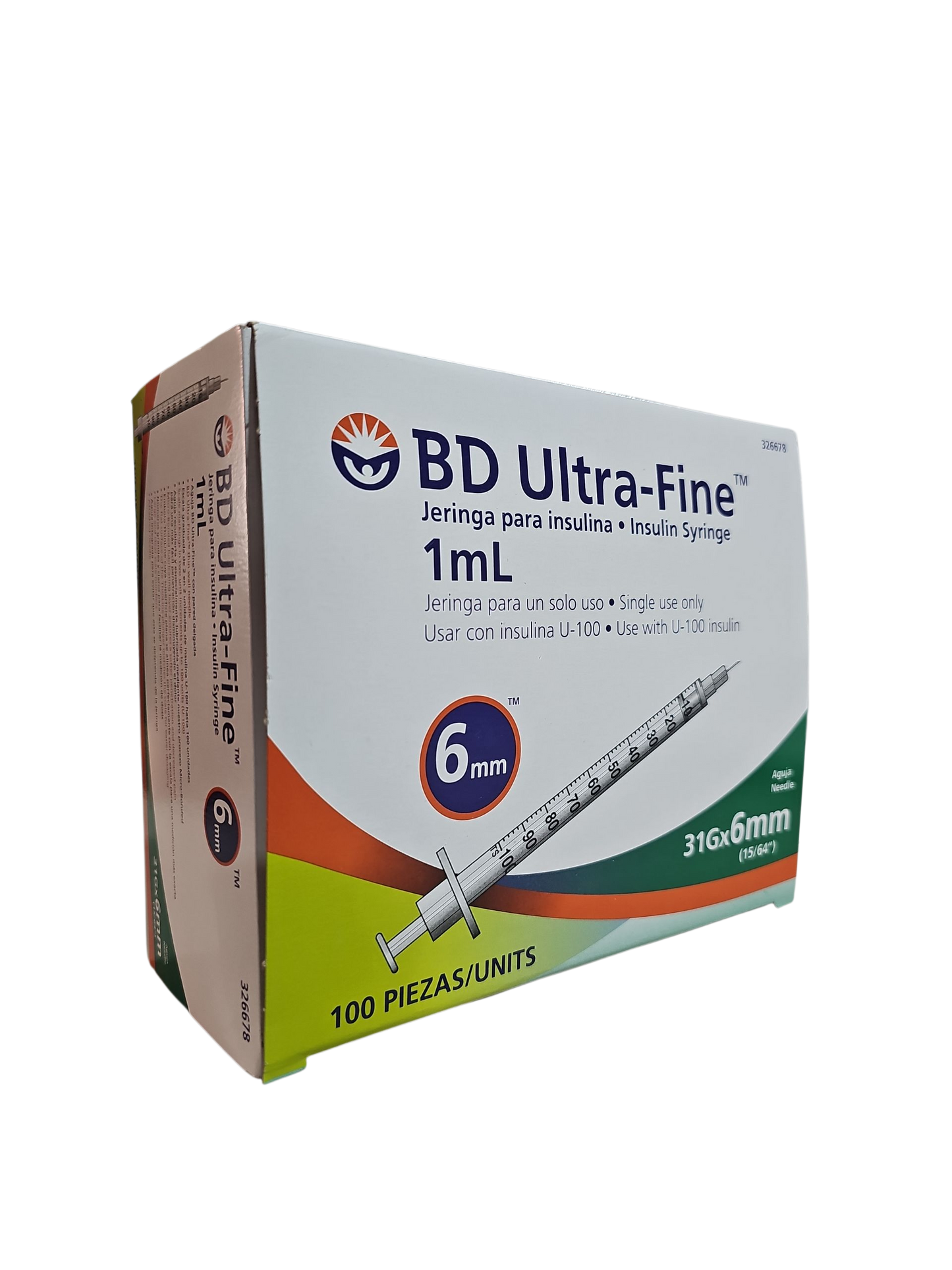 Jeringa Para Insulina BD 1mL Caja Con 100 Piezas