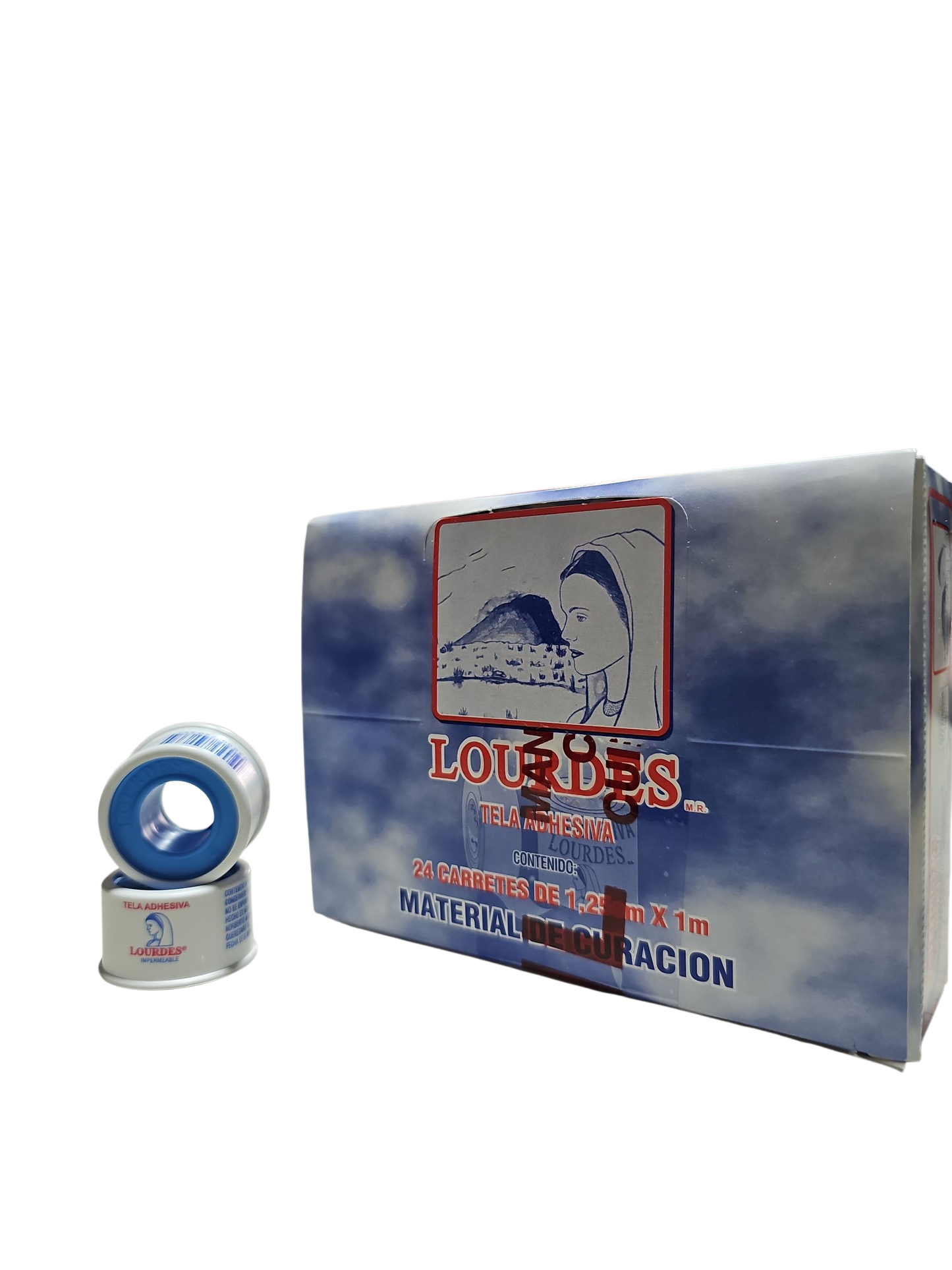 Tela Adhesiva 1.25cm x 1m LOURDES Caja C/24 Piezas