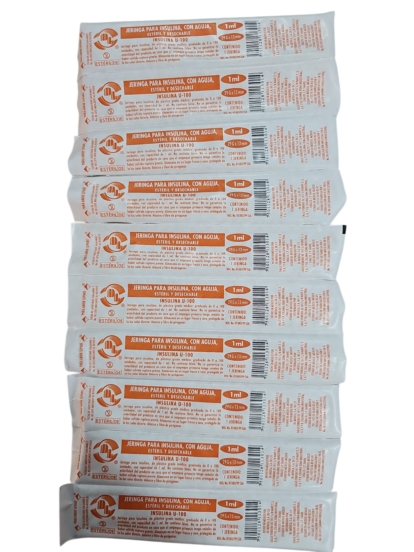 Jeringa Para Insulina Con Aguja 1mL Roja DL 29Gx13mm - Paquete Con 200 Piezas