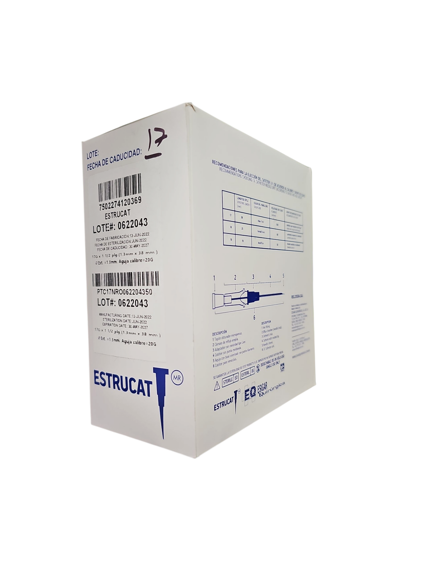 Catéter Punzocat #17 Rojo ESTRUCAT C/50 Unidades