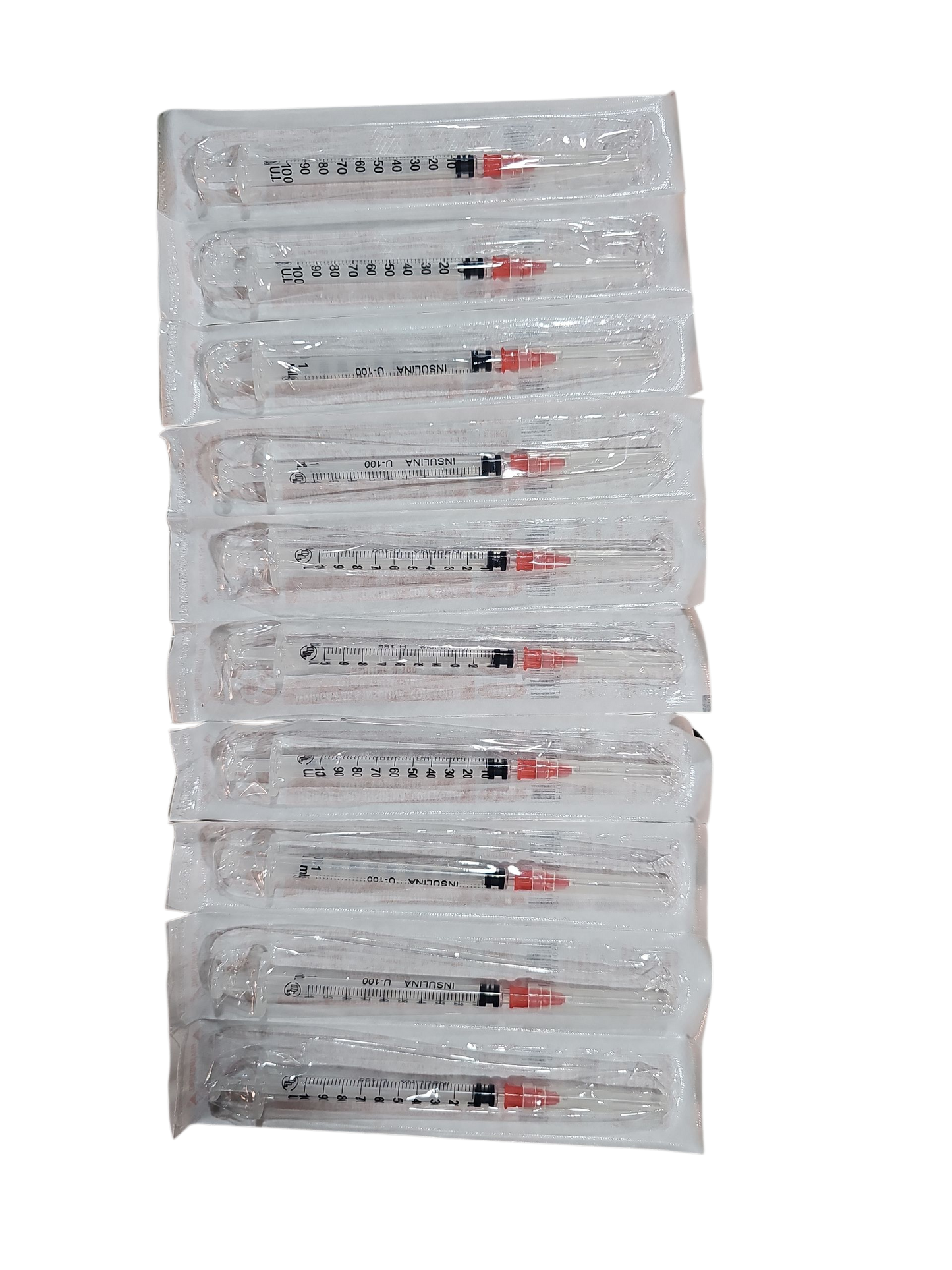 Jeringa Para Insulina Con Aguja 1mL Roja DL - Paquete Con 200 Piezas