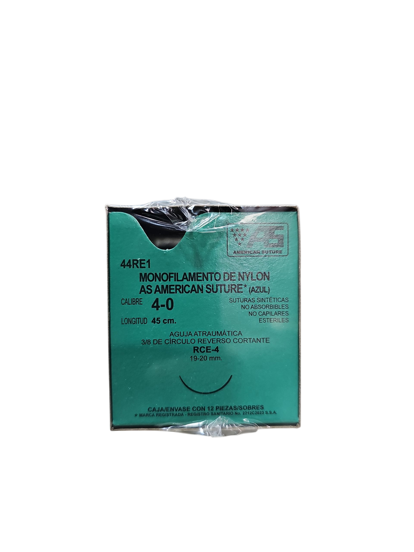 Sutura Nylon 4-0 AMERICAN SUTURE Caja Con 12 Piezas