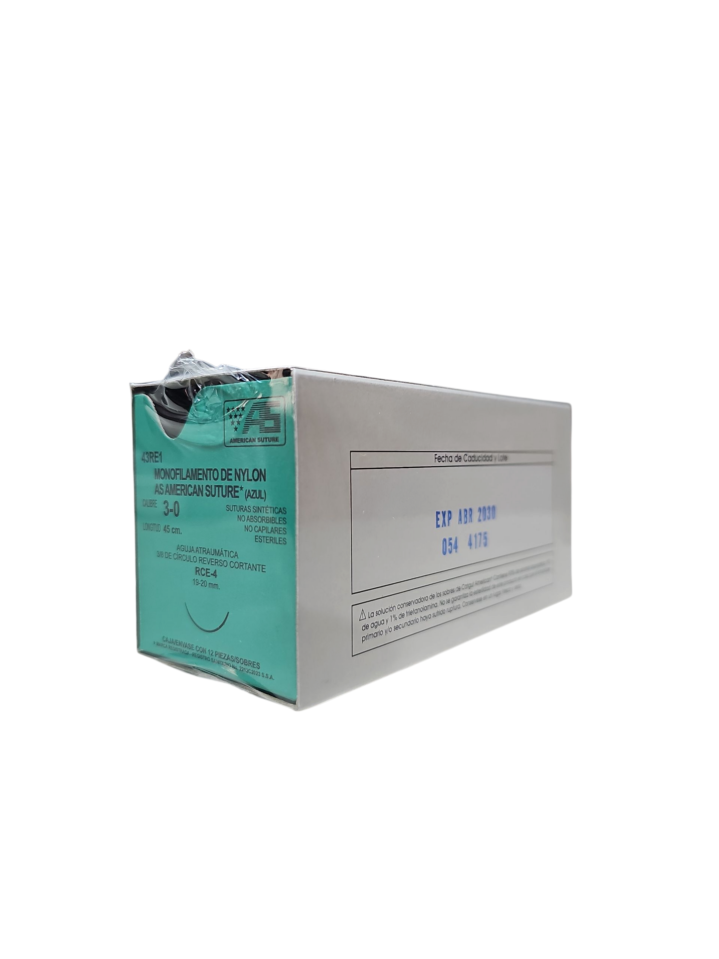 Sutura Nylon 3-0 AMERICAN SUTURE - Paquete de 12 Piezas