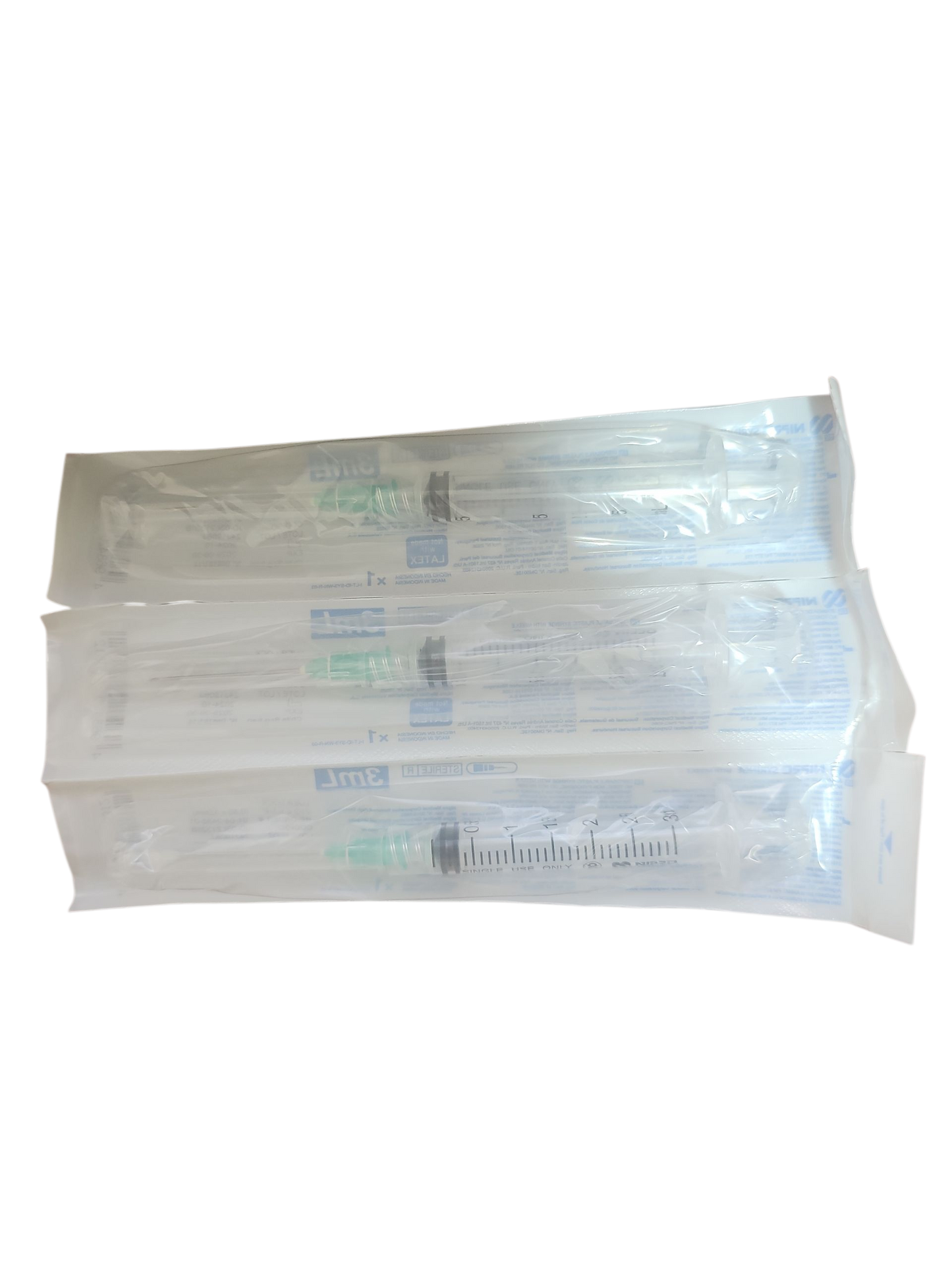 Jeringa Nipro 3mL Verde - Paquete de 100 Piezas