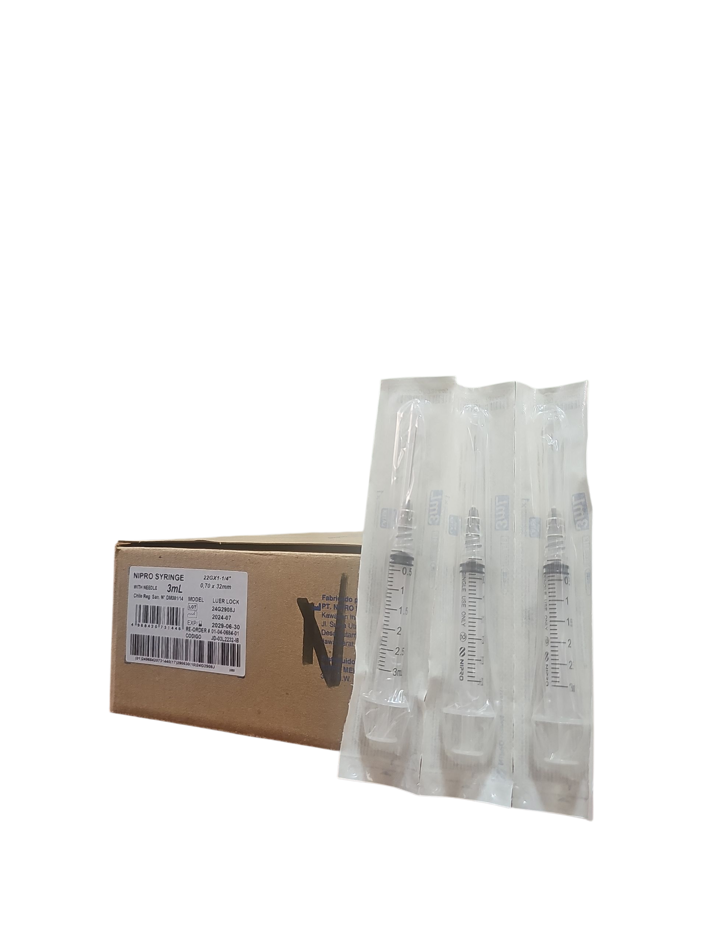 Jeringa Nipro 3mL Negra - Paquete de 100 Piezas