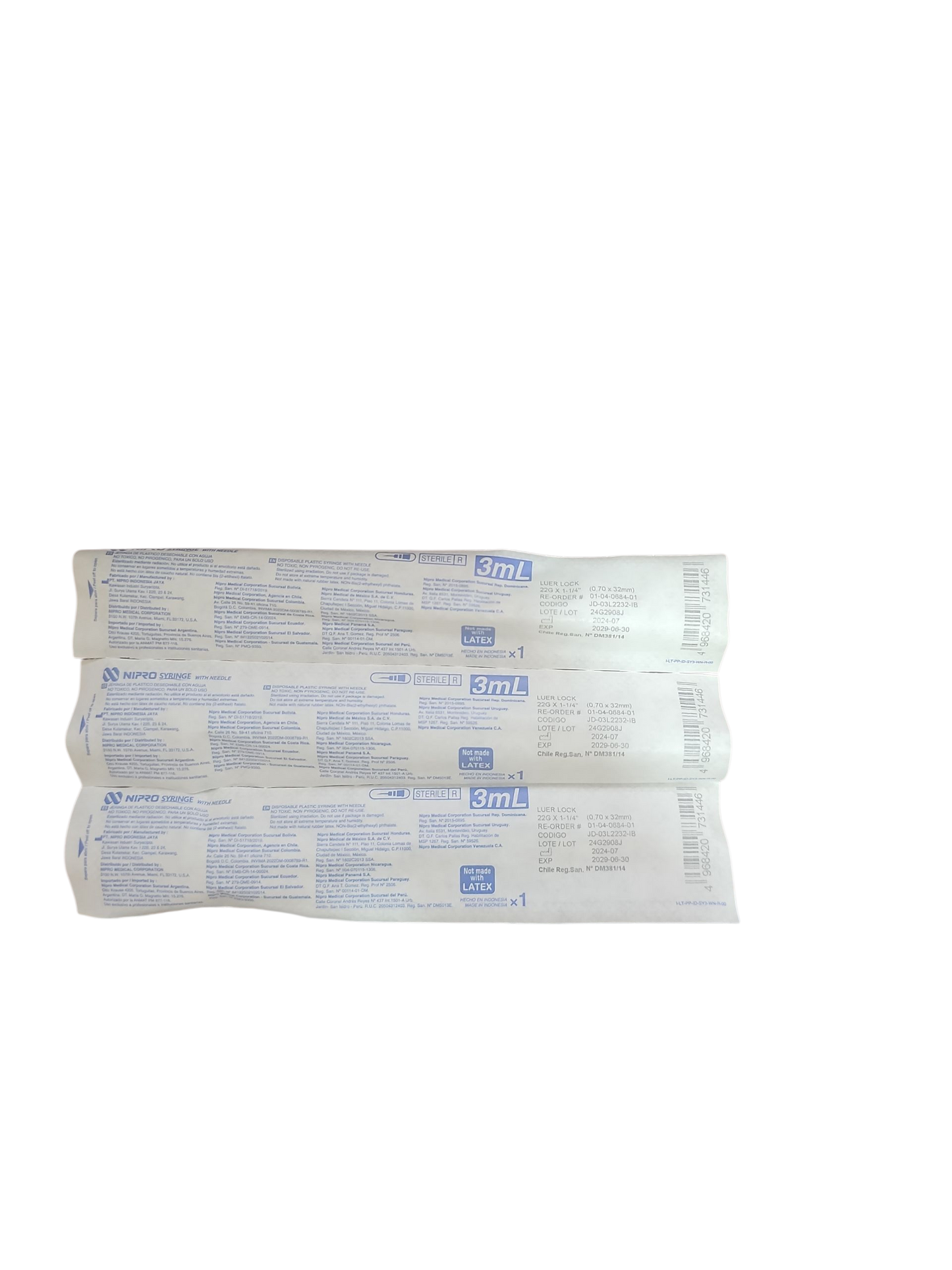 Jeringa Nipro 3mL Negra Caja Con 100 Piezas