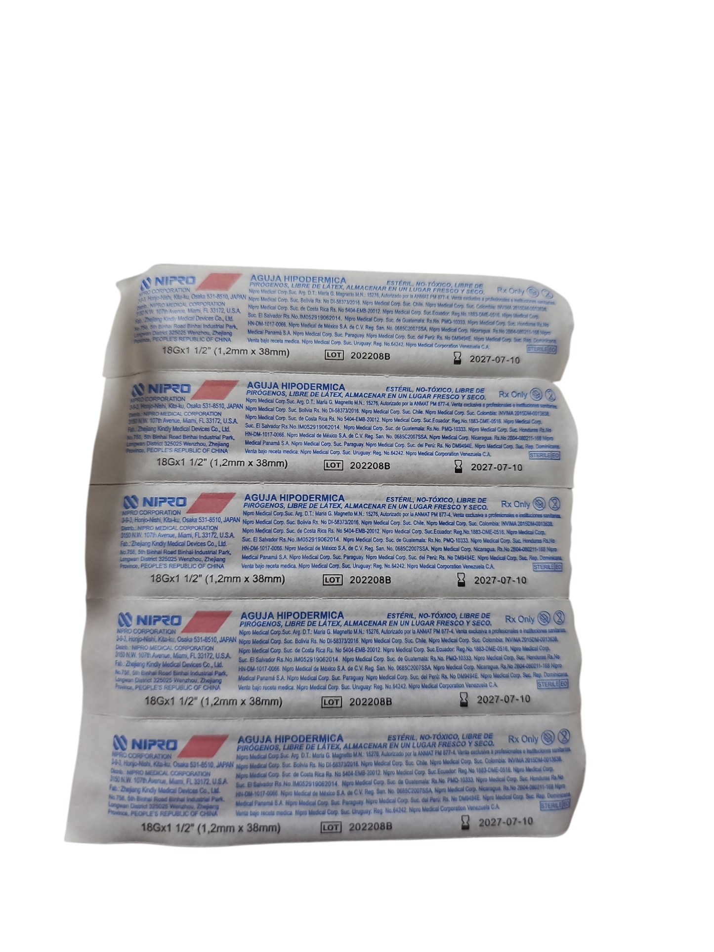 Aguja Hipodermica Rosa 18g X 1 1/2'' Nipro Caja C/100