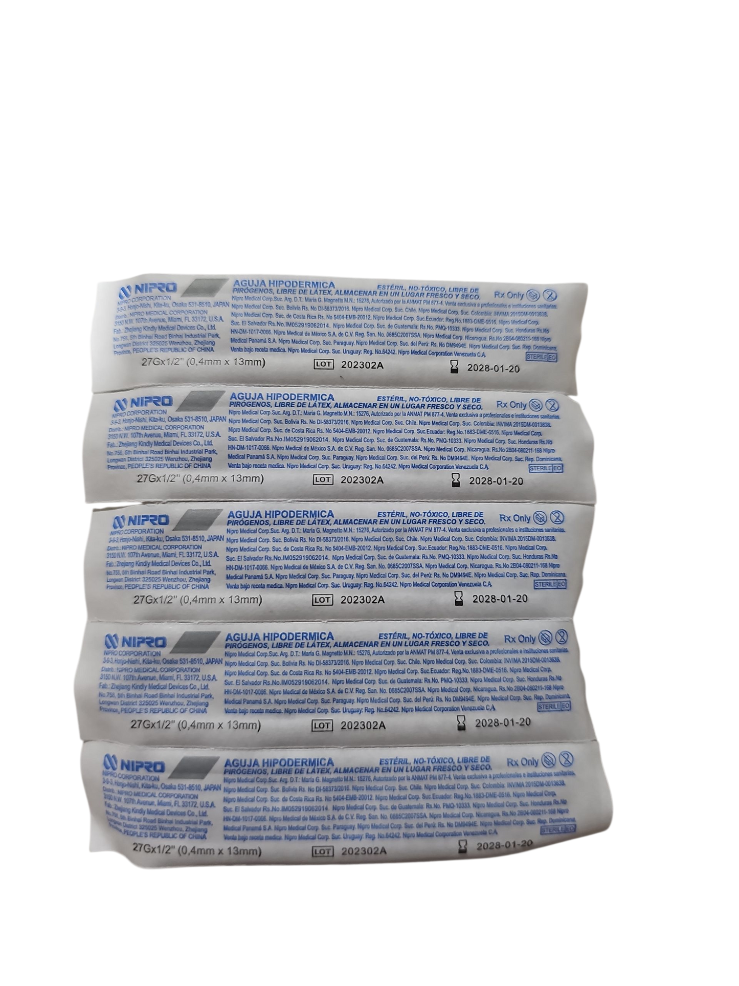 Aguja Hipodermica Gris 27g X 1/2'' Nipro Caja C/100