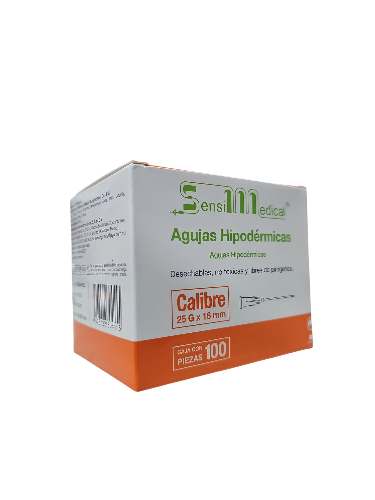 Aguja Hipodermica Naranja 25g X 16mm Sensimedical Caja C/100