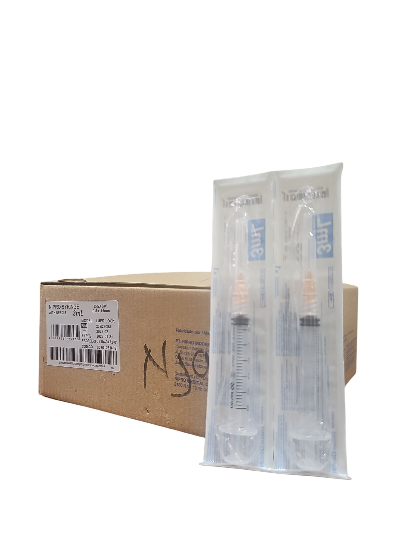 Jeringa Nipro 3mL Naranja - Paquete de 100 Piezas
