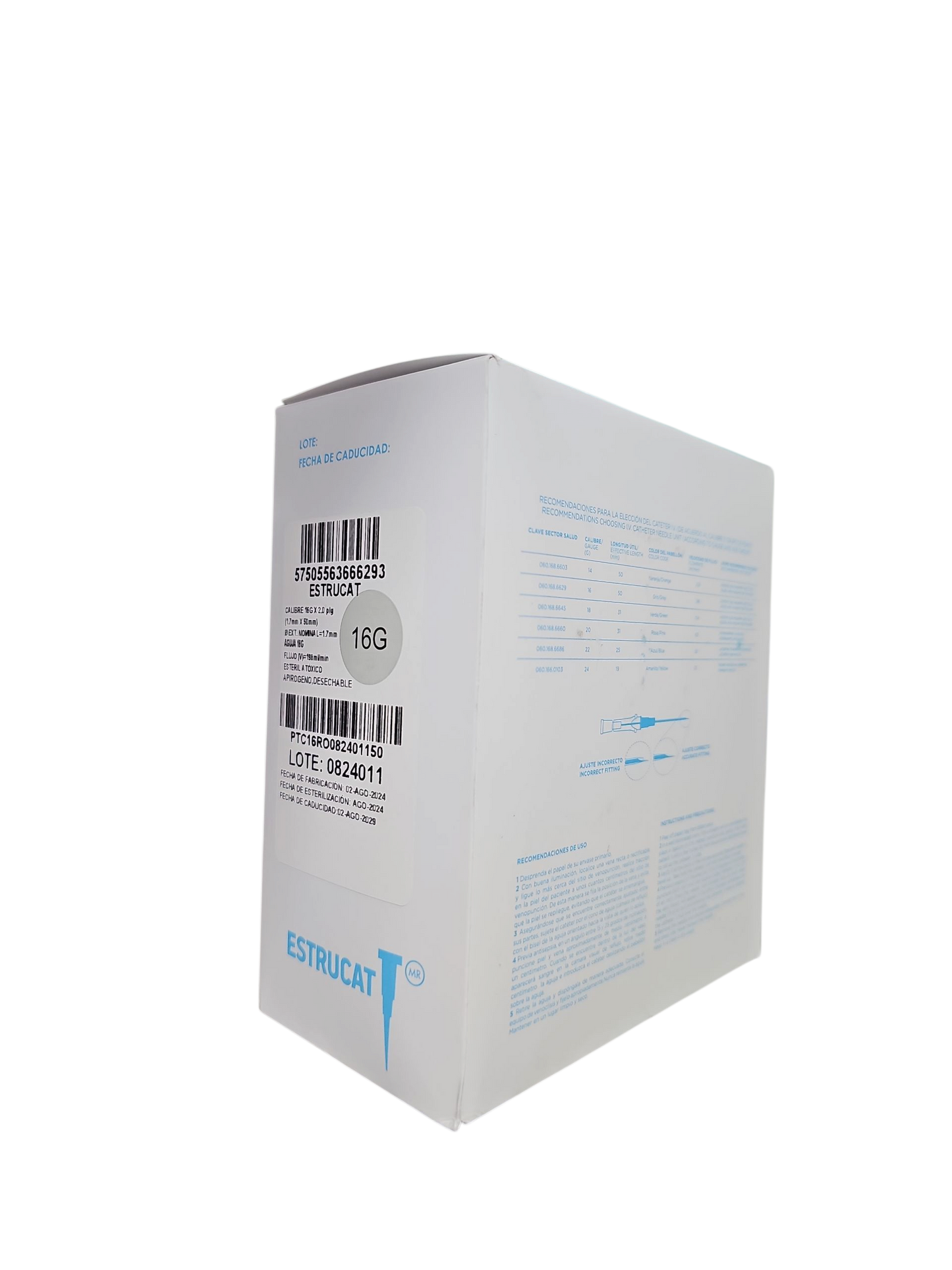 Catéter Punzocat #16 Gris ESTRUCAT – C/50 Unidades