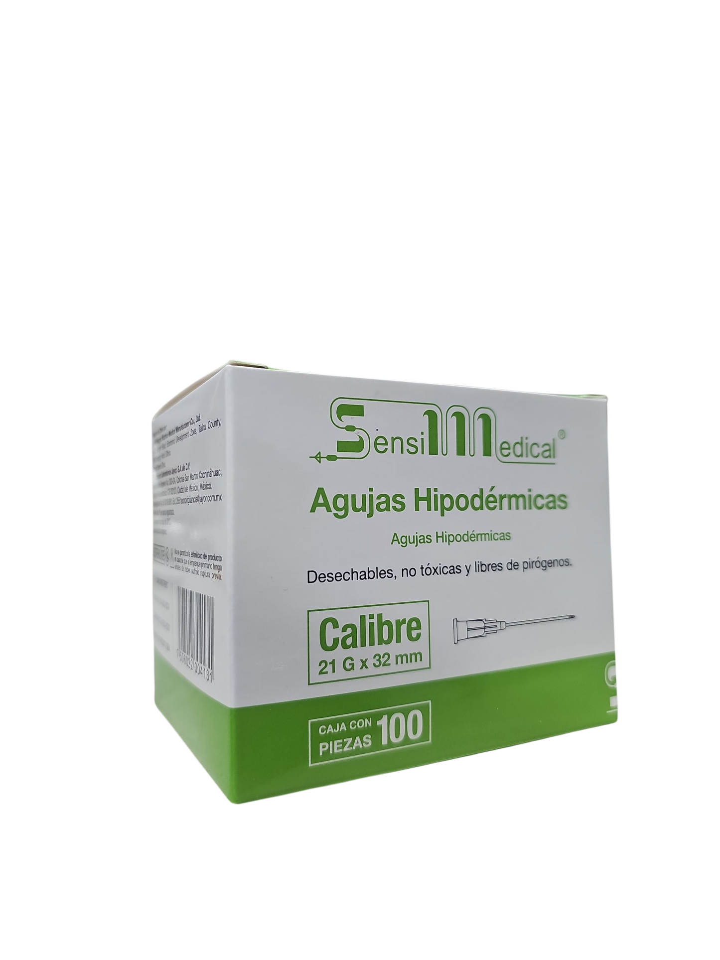 Aguja Hipodermica Verde 21g X 32mm Sensi Medical Caja C/100