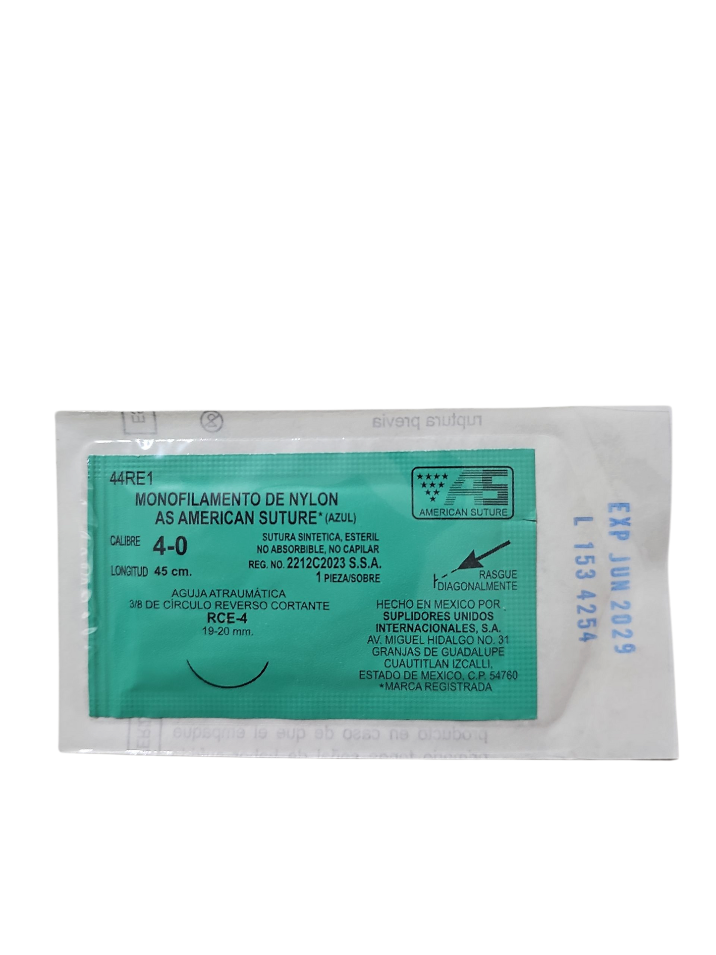 Sutura Nylon 4-0 AMERICAN SUTURE - Paquete de 12 Piezas