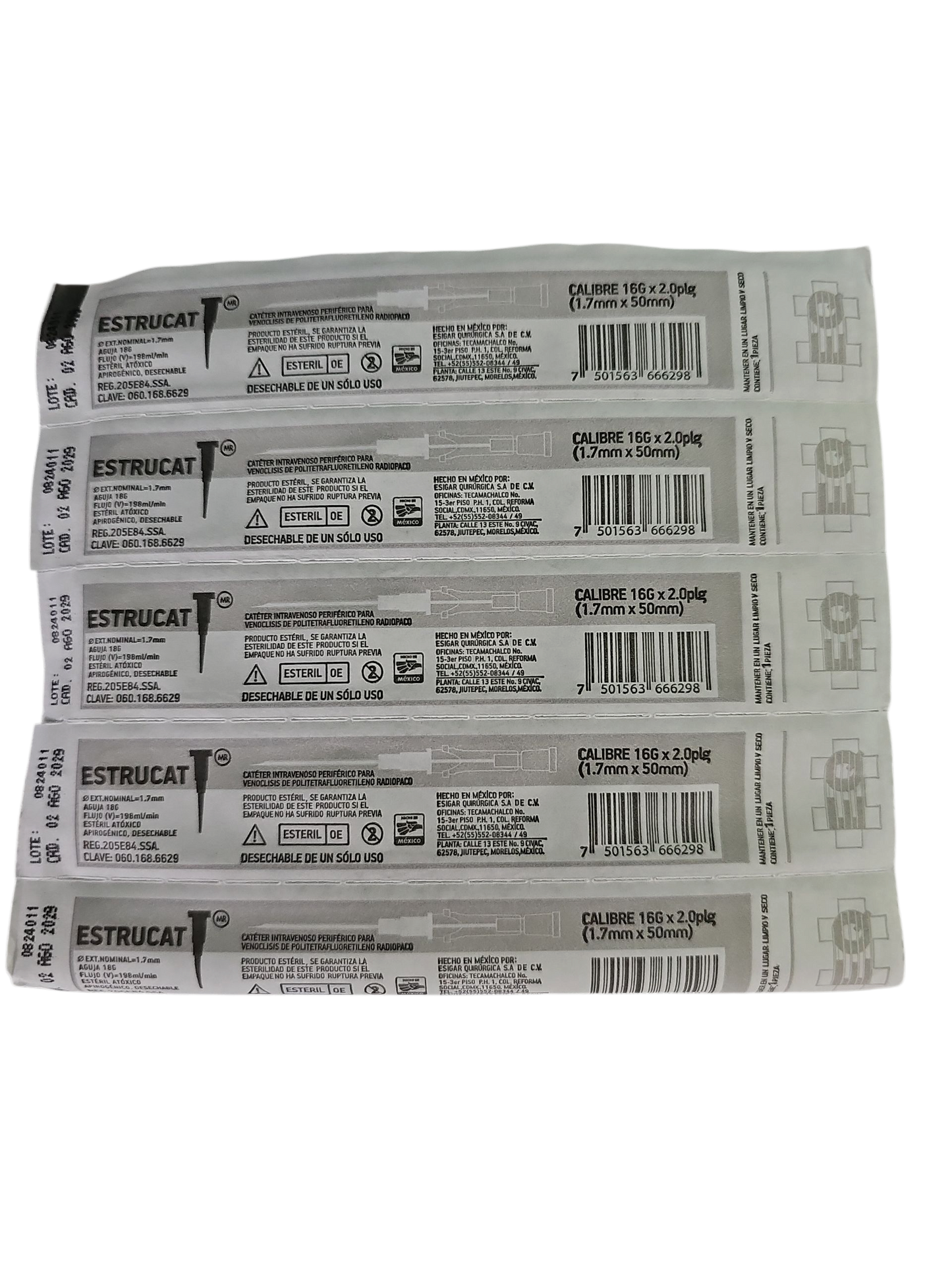 Catéter Punzocat #16 Gris ESTRUCAT – C/50 Unidades