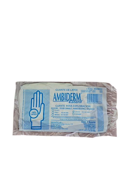 Guante AMBIDERM Estéril Látex (Grande) Caja Con 100 Piezas