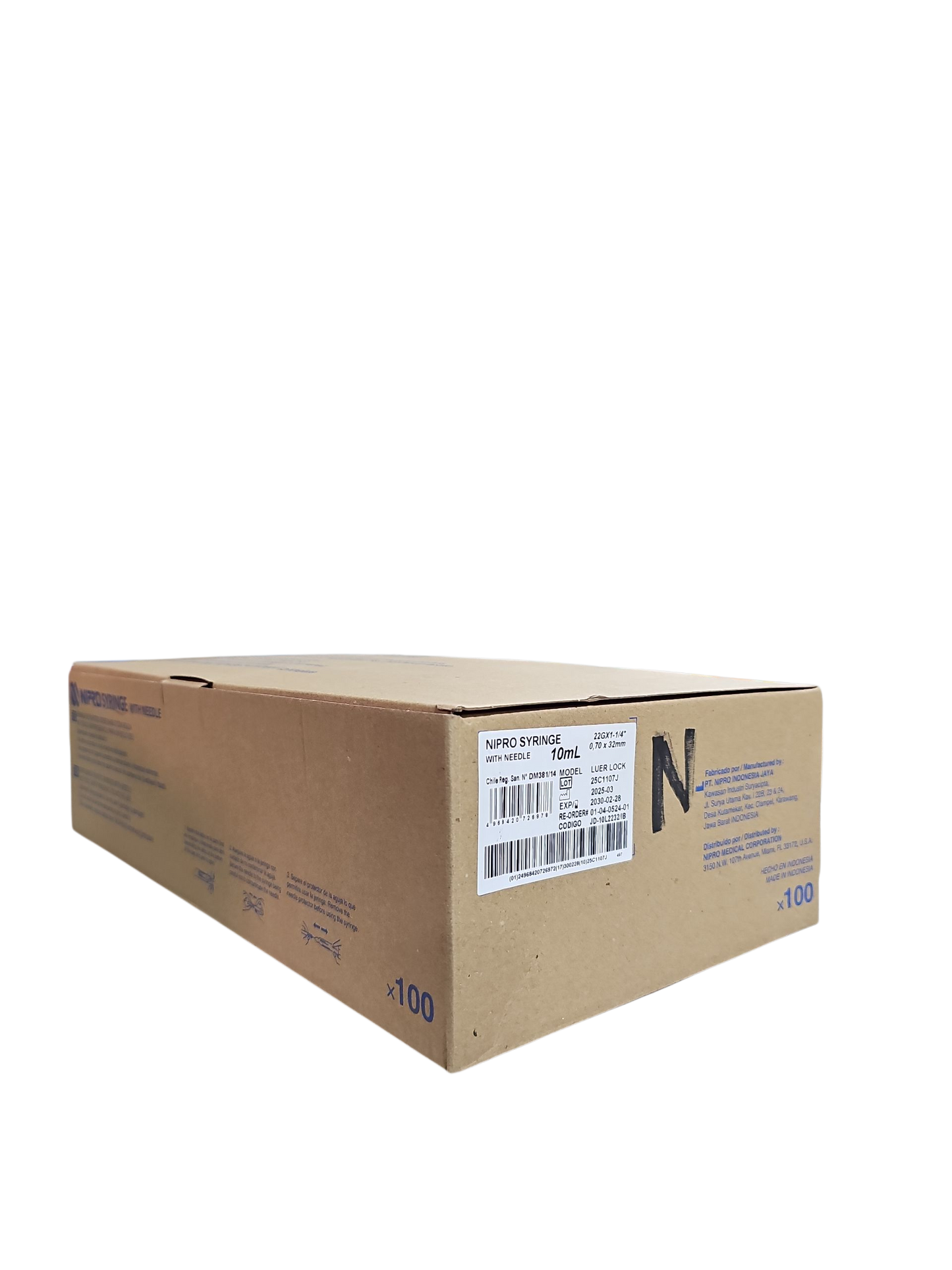 Jeringa Nipro 10mL Negra - Paquete de 100 Piezas
