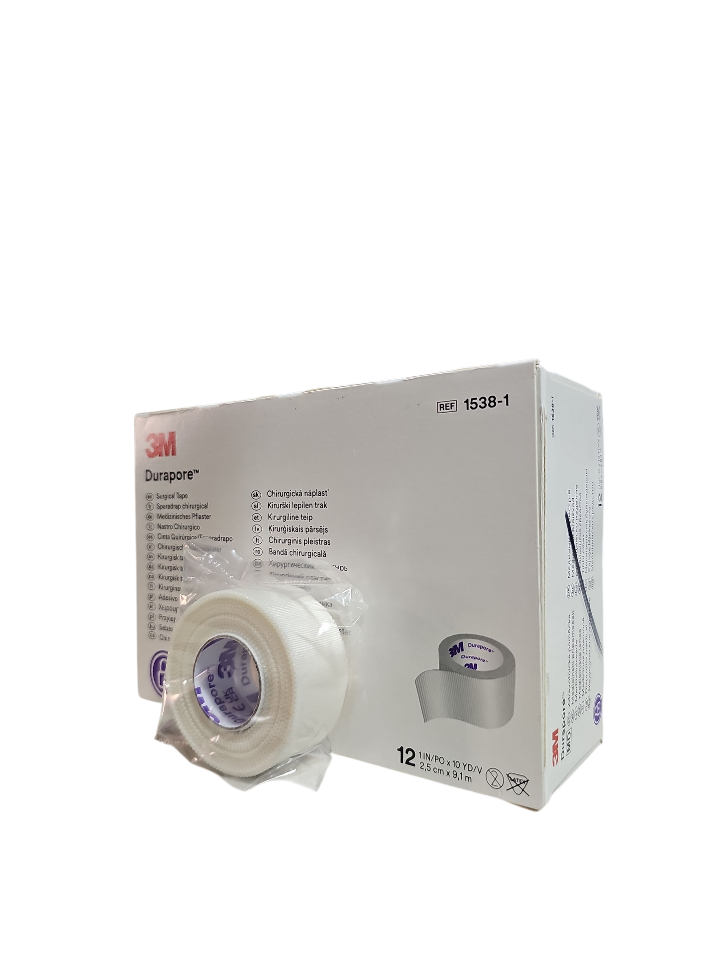 Tela Adhesiva Durapore 3M 2.5cm X 9.1m (1'') Caja C/12 Piezas