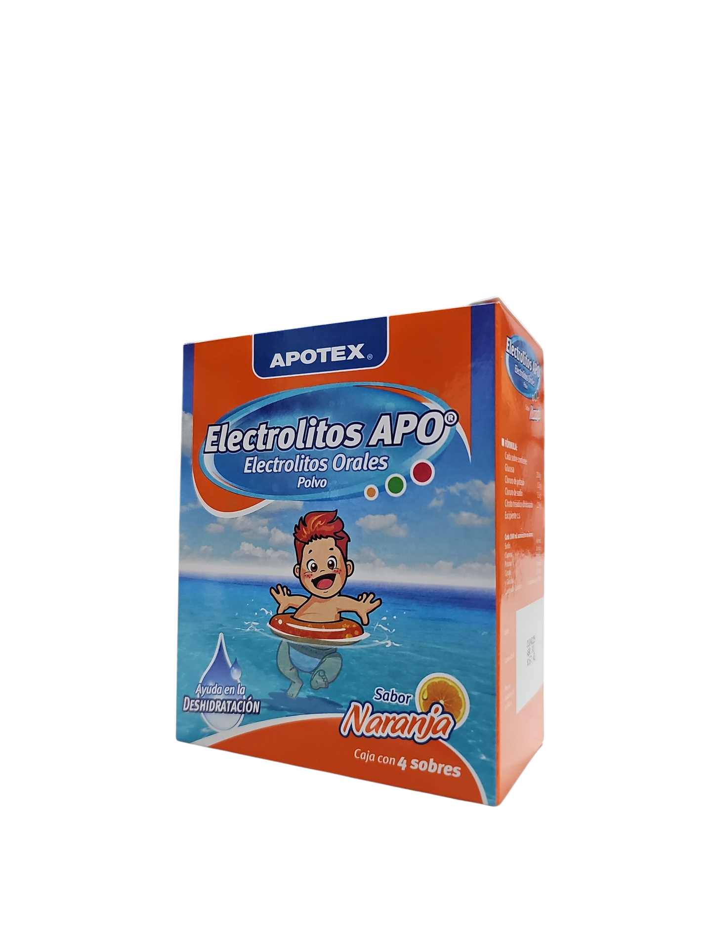 Electrolitos APO Polvo Sabor Naranja Caja Con 4 Sobres