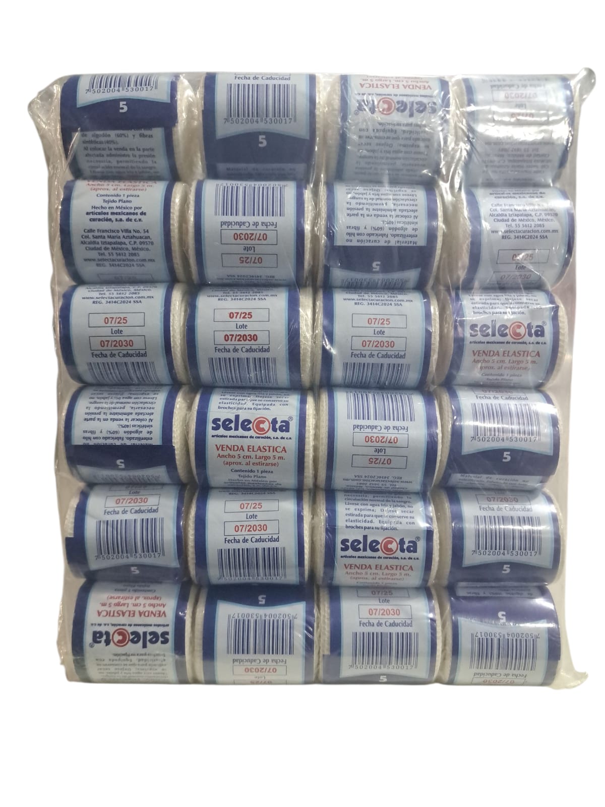 Venda Elástica SELECTA 5cm X 5m- Paquete de 24 Piezas