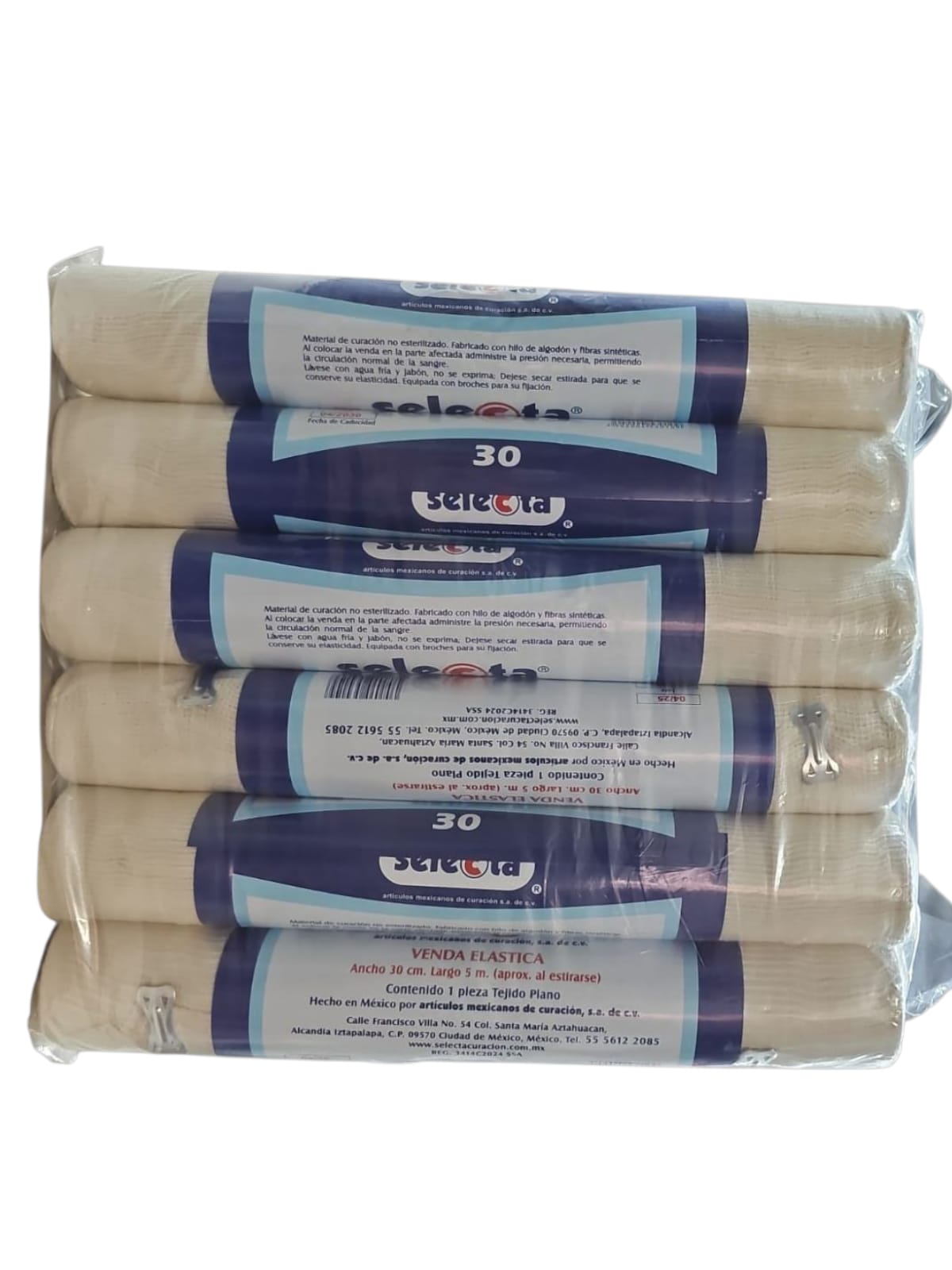 Venda Elástica SELECTA 30cm x 5 m - Paquete de 6 Piezas