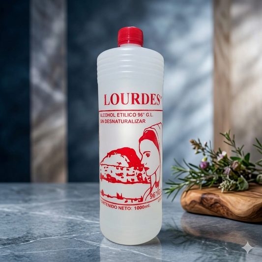 Alcohol Sin Desnaturalizar 96° Lourdes Rojo 1 Litro - Caja Con 12 Piezas