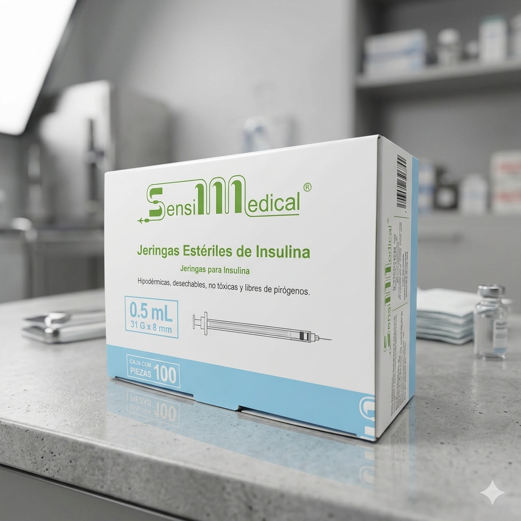 Jeringa Para Insulina 0.5mL Caja Con 100 Piezas SENSI MEDICAL