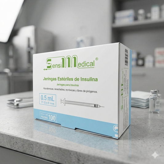 Jeringa Para Insulina 0.5mL Caja Con 100 Piezas SENSI MEDICAL