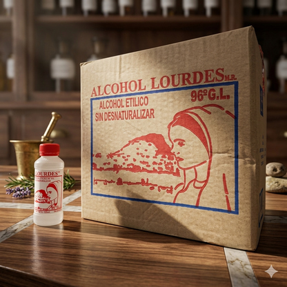 Alcohol Sin Desnaturalizar 96° Lourdes Rojo 125mL - Caja Con 48 Piezas