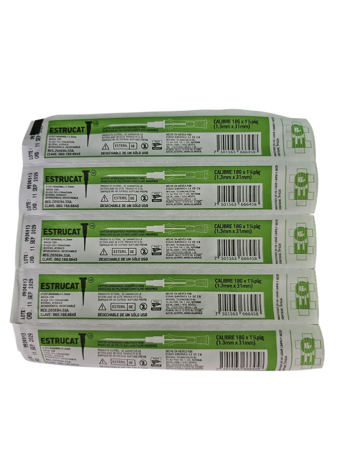 Catéter Punzocat #18 Verde ESTRUCAT - C/50 Unidades
