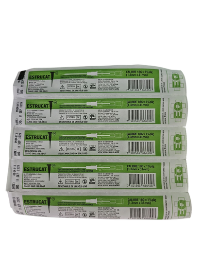 Catéter Punzocat #18 Verde ESTRUCAT - C/50 Unidades