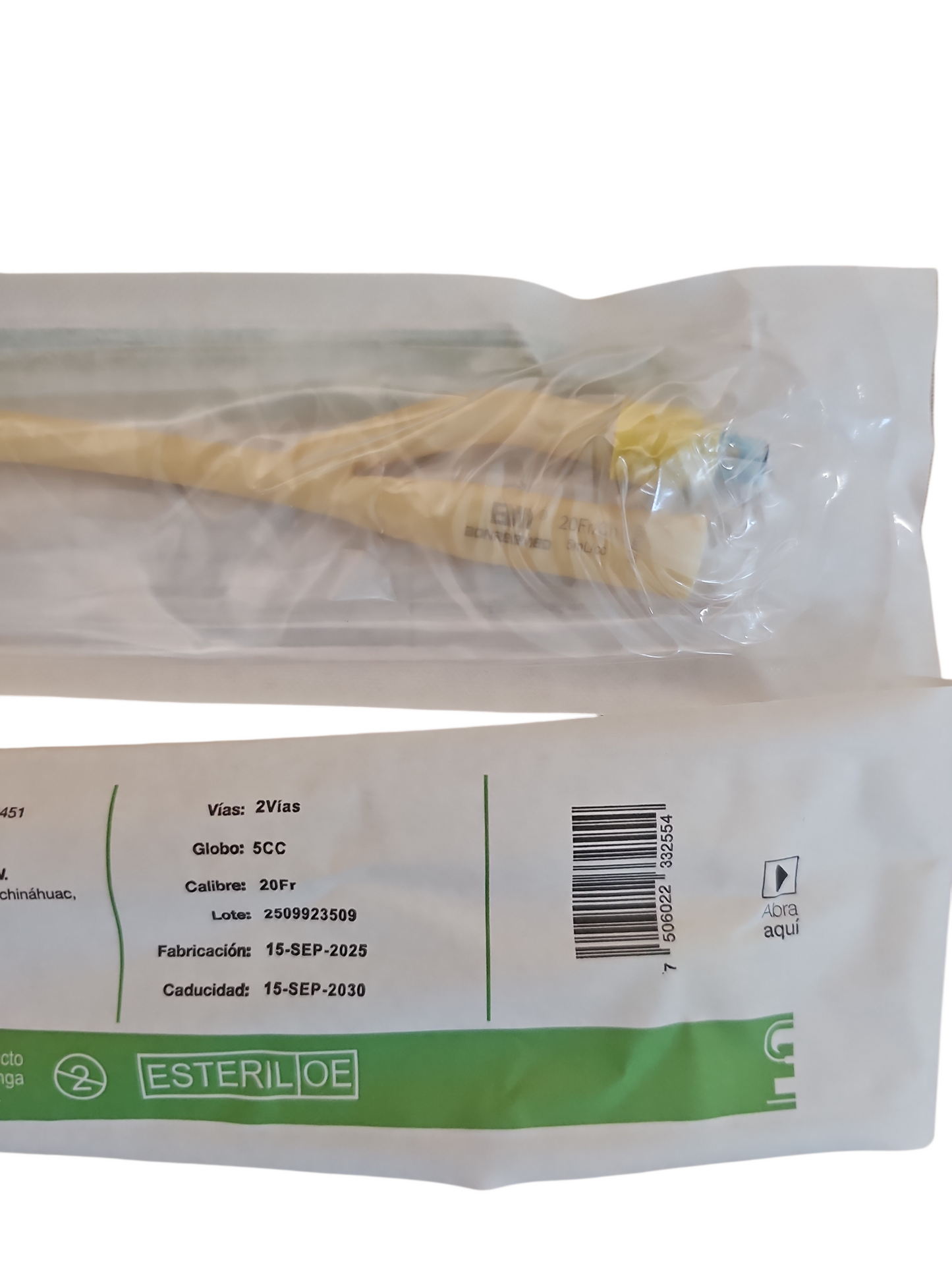 Sonda Foley de Látex #20 SENSIMEDICAL Caja Con 10 Piezas