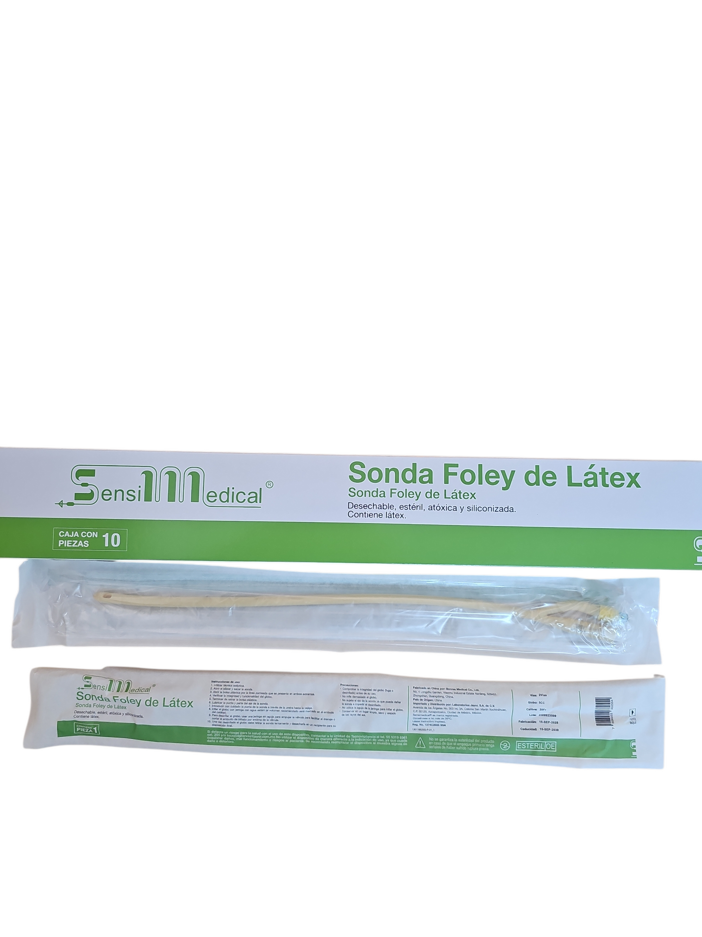 Sonda Foley de Látex #20 SENSIMEDICAL Caja Con 10 Piezas