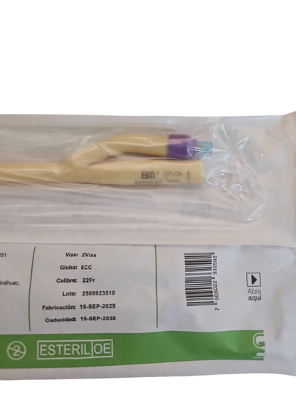 Sonda Foley de Látex #22 SENSIMEDICAL Caja Con 10 Piezas