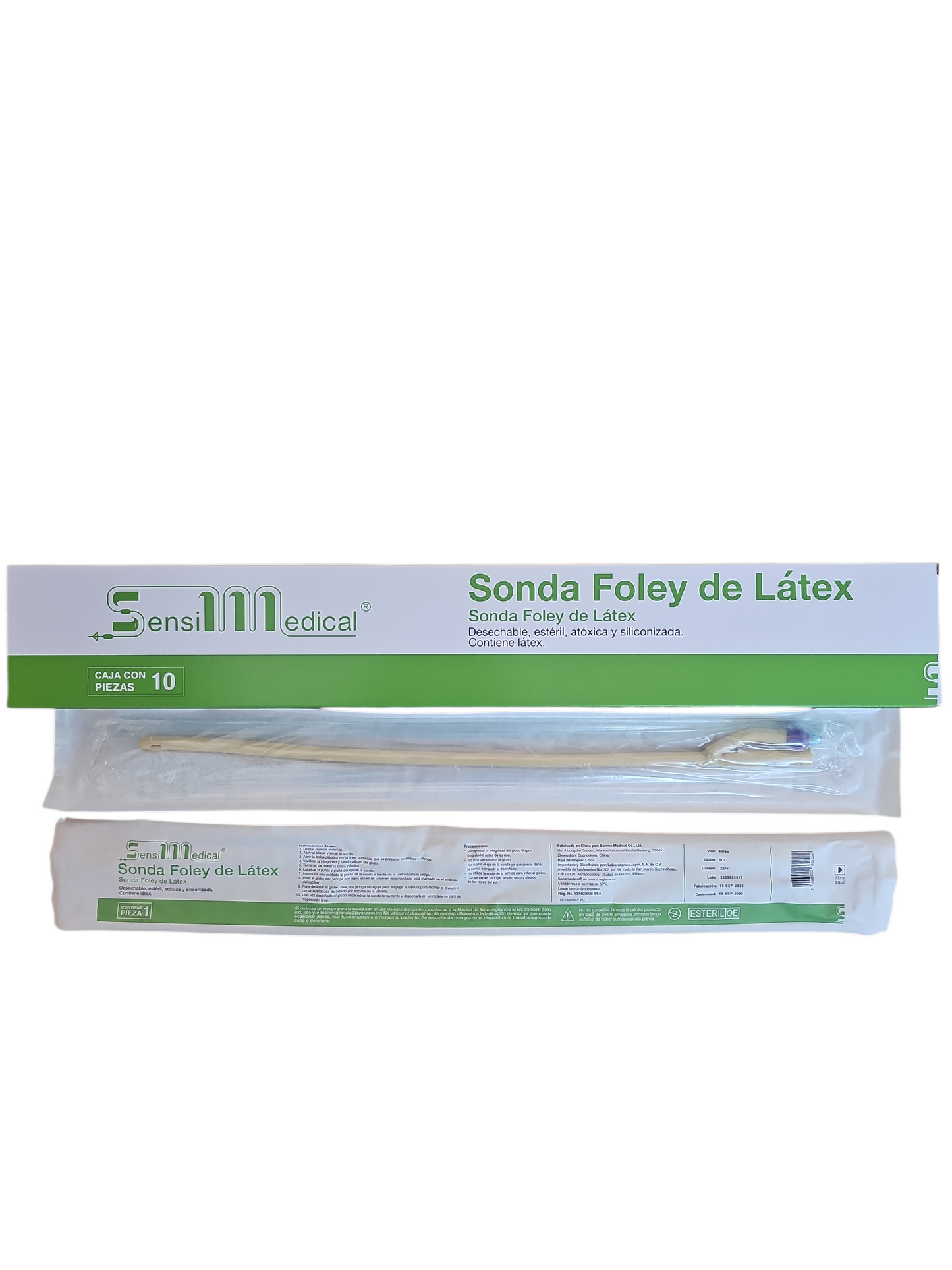 Sonda Foley de Látex #22 SENSIMEDICAL Caja Con 10 Piezas