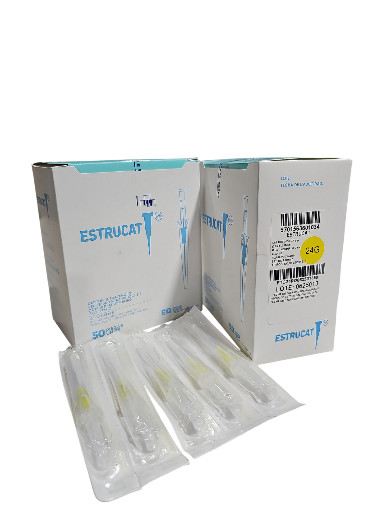 Catéter Punzocat #24 Amarillo ESTRUCAT - C/50 Unidades