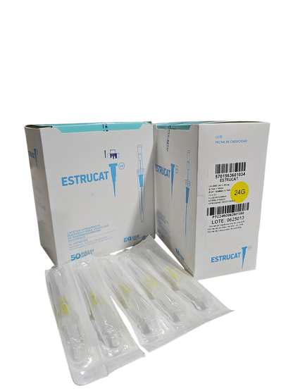 Catéter Punzocat #24 Amarillo ESTRUCAT - C/50 Unidades