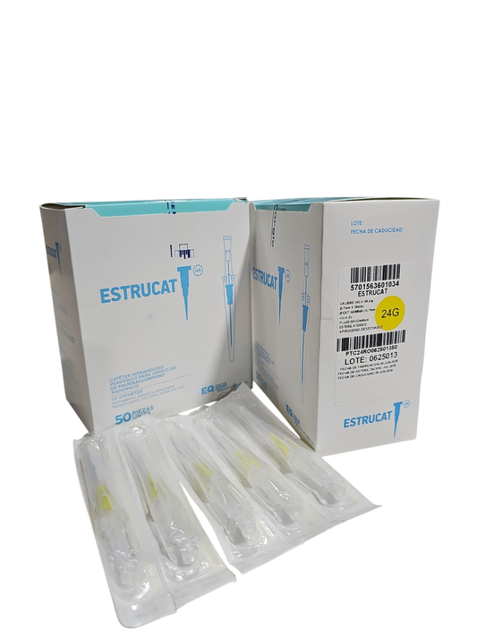 Catéter Punzocat #24 Amarillo ESTRUCAT - C/50 Unidades