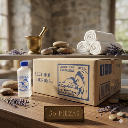 Alcohol Desnaturalizado 70° Lourdes 250mL - Caja Con 36 Piezas
