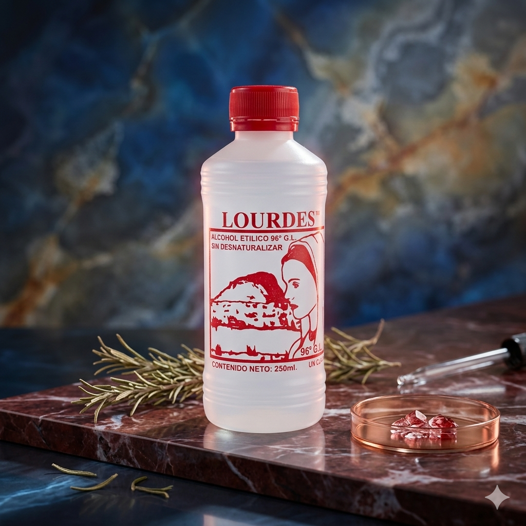 Alcohol Sin Desnaturalizar 96° Lourdes Rojo 250mL - Pieza