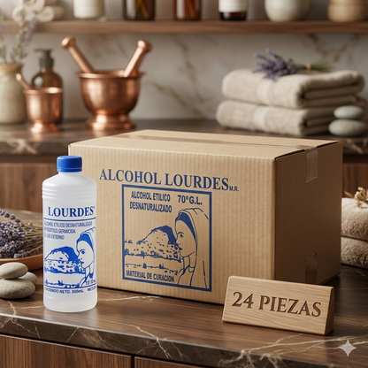 Alcohol Desnaturalizado 70° Lourdes 500mL - Caja Con 24 Piezas