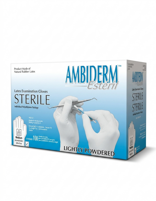 Guante AMBIDERM Estéril Látex (Mediano) Caja Con 100 Piezas