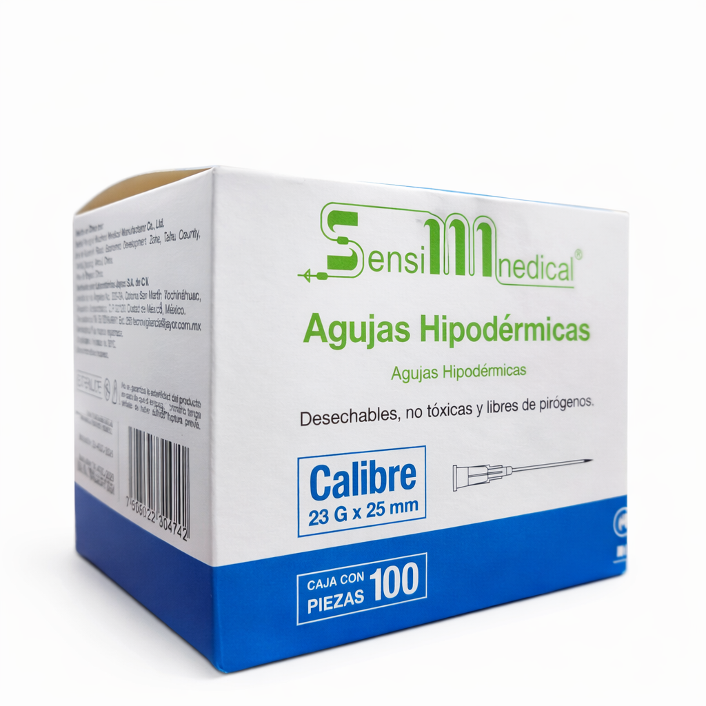 Aguja Hipodermica Azul 23g X 25mm Sensi Medical Caja C/100